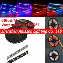 5 м/лот waderproof IP30/IP67 DC 5 В WS2812B 2812 IC 60leds/M SMD 5050 RGB светодиодные полосы света Адресный мечта Цвет светодиодные полосы пикселей