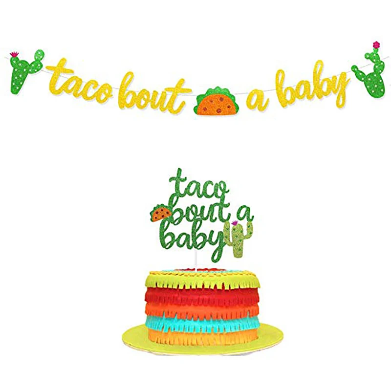 

Taco Bout A Baby Gold Glitter Banner Sign Garland Green Glitter Cactus Cacti Cake Topper Kit For Fiesta Themed Party Baby Shower