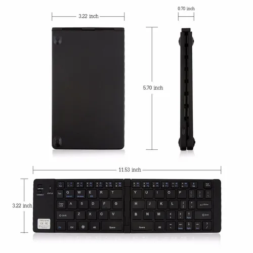 CHYI Portable Folding Bluetooth Keyboard Wireless Rechargeable Slim Foldable Keypad For IPhone IPad IOS/Android/Windows Tablet Multan