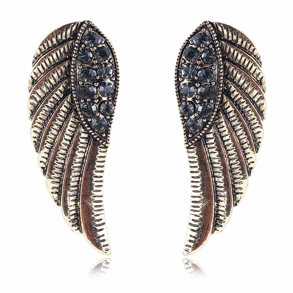 

YaYi Gray Glass Rhinestone Earring Women's Fashion Ancient Gold Color Earrings gems Earrings For Women Girls E1013