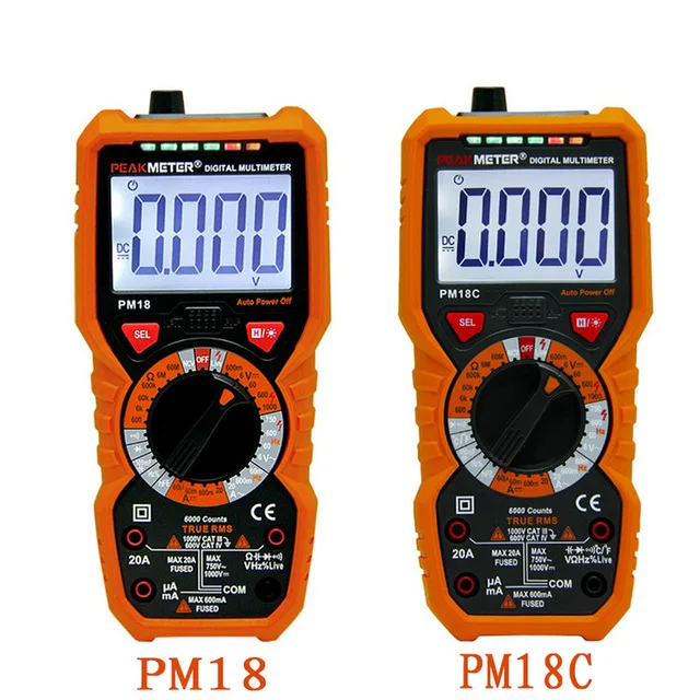

Digital Multimeter Multimetro PM18 Voltage Current Tester Resistance Tester Capacitance Frequency Temperature hFE NCV multimeter