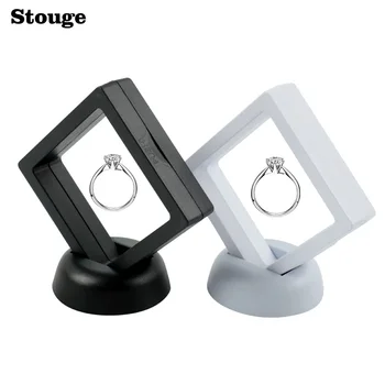 

Stouge 1PC New Transparent Jewelry Suspended Floating Jewelry Display Case Stand Holder Box Ring Earrings Box&Holder Organizer
