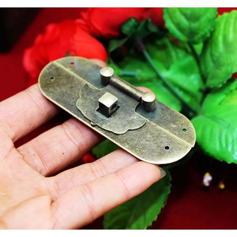 Античная латунь защелки Декоративные DIY подарок вино деревянный ящик чемодан HASP защелки корпуса Lucky молния Винтаж Аппаратные средства, 78*29