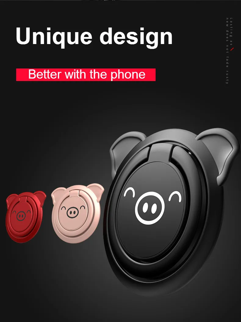 

Mobile Phone Bracket Ring Holder Cute Pig Shape Ring Buckle Mobile Phone Support Magnetic Car Phone Holder