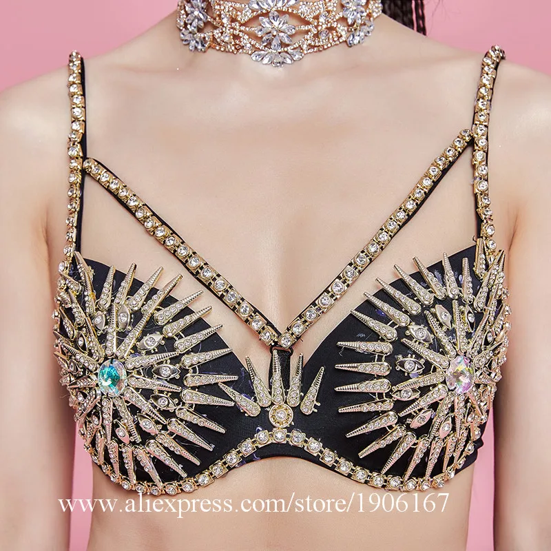 Bar nightclub night singer DJ sexy mysterious black long tassel stage costumes2