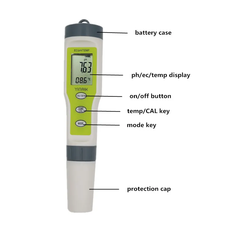 Цифровой тестер качества воды Тип пера pH EC TEMP Meter Acidometer Drink 3 в 1 Multi parameter анализатор