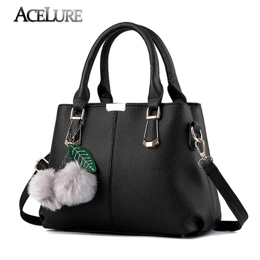 

Charm in hands Casual 2017 New Women Shoulder Bag PU Leather Fashion Fur adornment handbag Women crossbody bag Luxury Women Bags