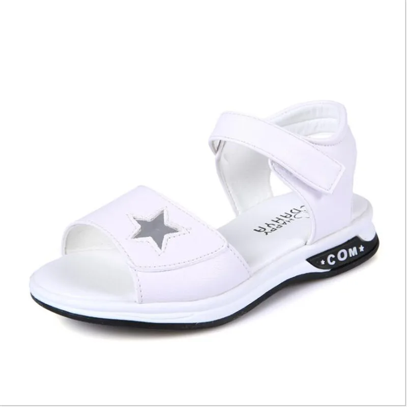 Сандалии для девочек; Новинка года; пляжная обувь на плоской подошве; летняя детская обувь для принцессы для девочек - Цвет: Белый
