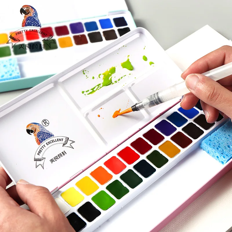 

BGLN 24Colors Professional Solid Watercolor Painting Set Iron Box Bright Color Portable Watercolor Pigment For Artist Supplies