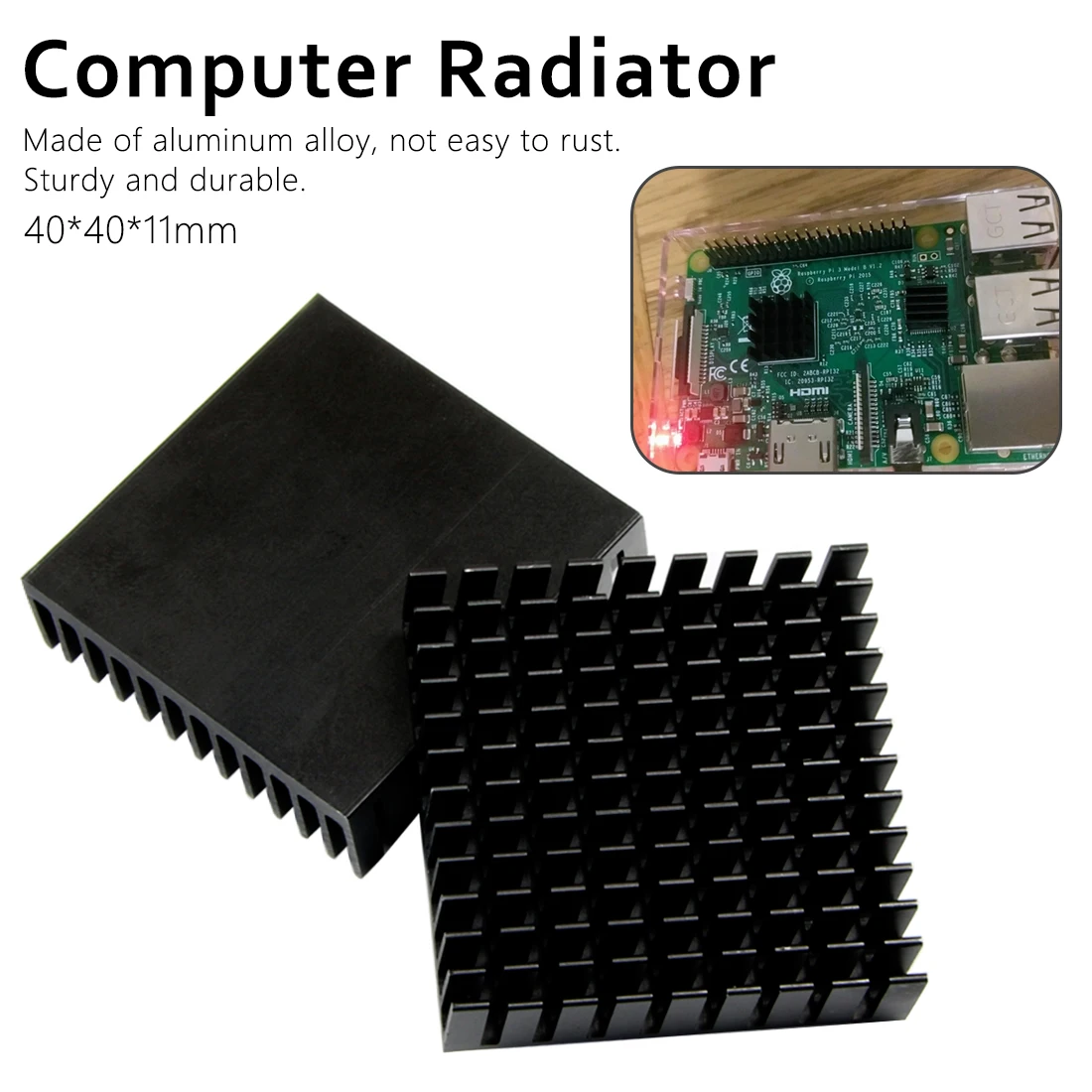 Алюминиевый Радиатор Охлаждение охладитель для электронного чипа IC светодиодный компьютер с Теплопроводящая лента 40 мм * 40 мм