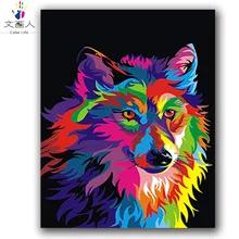 Животное волк блок цветная масляная живопись по номерам с комплектами для взрослых детей практическая краска на окрашивание холста краска для декора комнаты