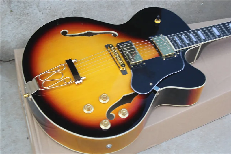 

Free Shipping Factory custom shop High Quality 100% Real Pictures Vintage Sunburst L5 Jazz Guitar 1 2