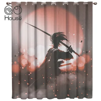 

COCOHouse Japanese Anime Character Bushido Window Treatments Curtains Valance Curtain Lights Living Room Decor Bathroom