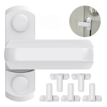

6pcs Safe Window Lock Sash Jammer T Shape Zinc Alloy Window Door Security Sash Lock Handle Latch Child Protection White