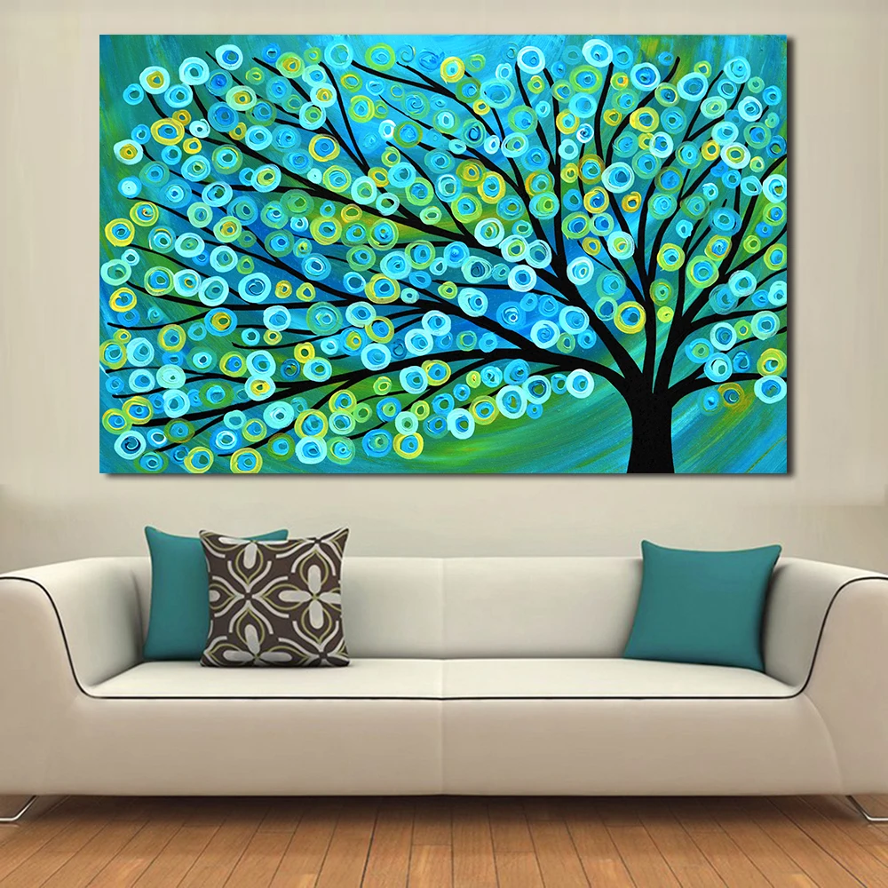 QC1197-Blue Gold Abstract Tree-1