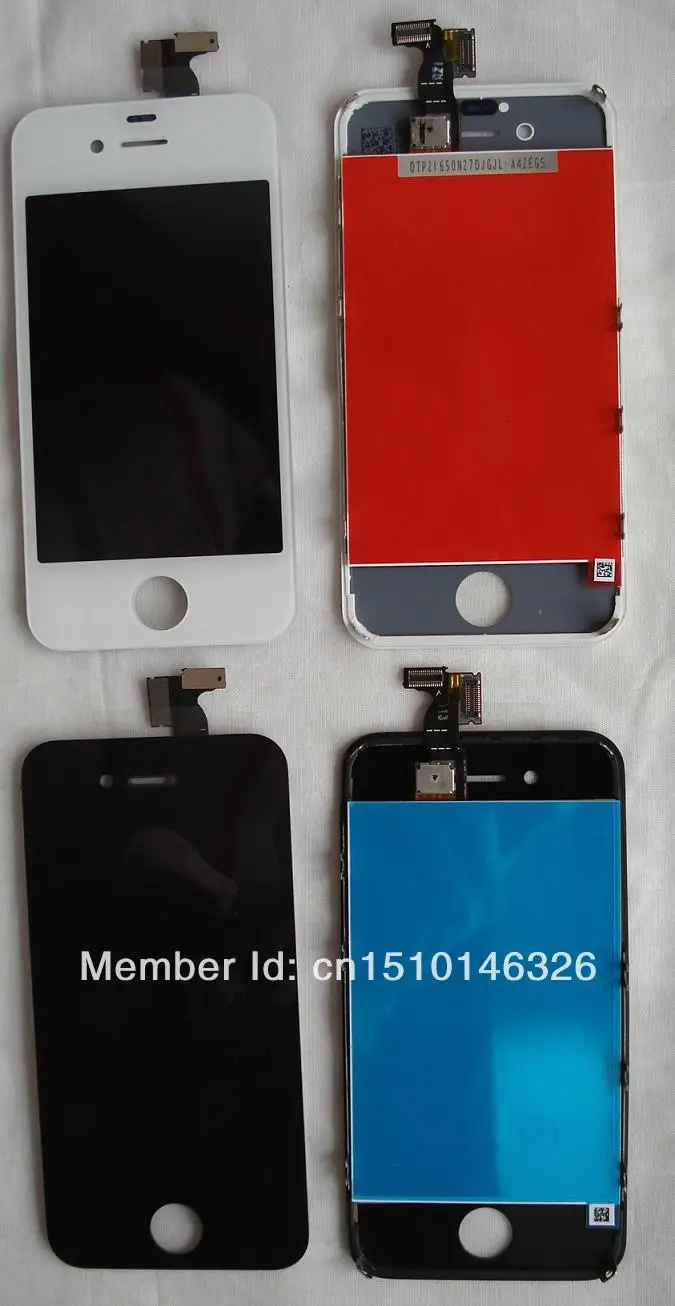 (O)(DHL EMS Free)100% Top Quality for iPhone 4S Touch Screen+Frame+LCD Display Glass Digitizer Assembly Black White(50PCS/Lot) | Мобильные
