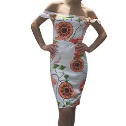 Женское летнее платье-футляр с принтом, Повседневное платье, элегантное платье до колена с вырезом лодочкой, vestidos mujer 2019 casuales 40ja11