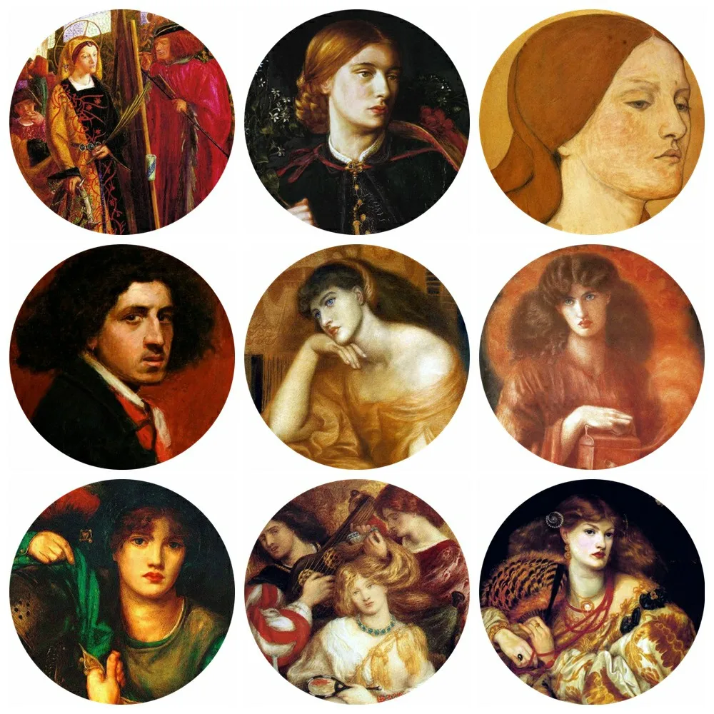 

20pcs 12~40mm Artist Dante Gabriel Rossetti Art Paintings Collection Jane Morris The Blue Silk Dress Glass Cabochon