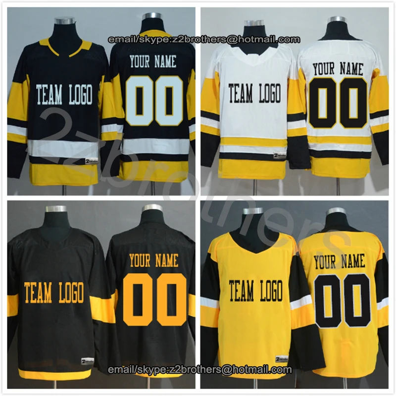 

Factory OEM Custom Ice Hockey Jersey DIY Design Any Style Your Own College Team Sweater Embroidered Logo Men Youth Pittsburgh