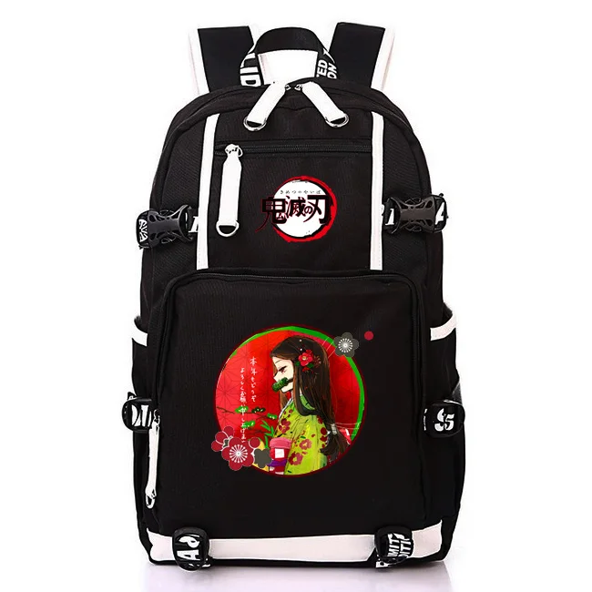 Японское аниме Demon Slayer: Kimetsu no Yaiba Bookbag брезентовые школьные рюкзаки USB рюкзак для ноутбука мультяшный дорожный рюкзак Rugzak - Цвет: 18