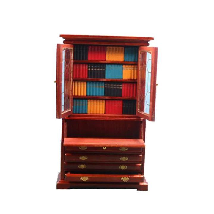 جديد 1:12 مصغرة الرجعية البني العمل درج مجلس الوزراء معرضا خزانة دمية الاكسسوارات والأثاث دمية منزل استخدام