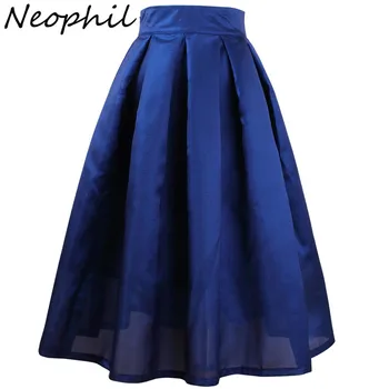 

Neophil 2020 Summer Womens Skirts High Waist Pleated A-line Solid Vintage Retro Black Elegant Black XXL Jupe Plisse Femme S1704