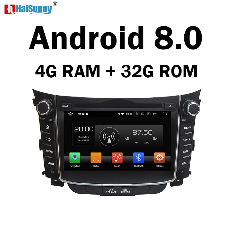 HaiSunny 4G ram Android 8 0 автомобильный DVD для hyundai i30 2011 2012 2013 2014 Octa Core 32G ROM радио gps плеер