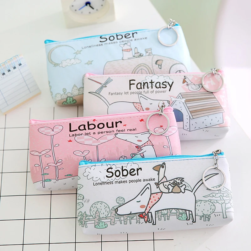

Pencil case trousse scolaire cartuchera lapices school etui kawaii kids leather pennenzak estuches para el colegio boy pen box