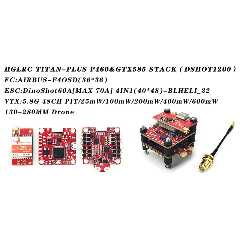 HGLRC Plus F460 и GTX585 Stack аэробус F4 OSD &amp Dinoshot 60A Blheli_32 Racing ESC VTX Combo для радиоуправляемых