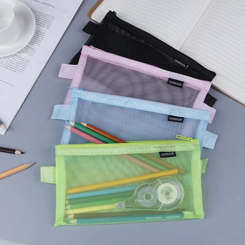 

1PC Simple Transparent Mesh Cosmetic Bag Travel Pouch pencil case Storage Bags Hot