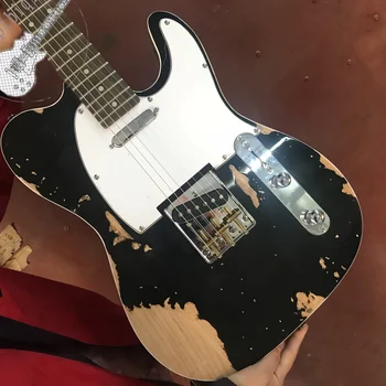 

Free delivery, retro black electric guitar, color logo and shape can be customized according to customer requirements.