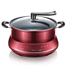 Красный бытовой Сплит Тип 4.5L многоцелевой электрическая плита антипригарный горячий горшок поддержка жареный стейк рыба Hotpot мульти плита