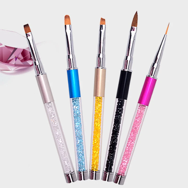 Nail Art Brush Pen Rhinestone Diamond Metal Acrylic Handle Carving