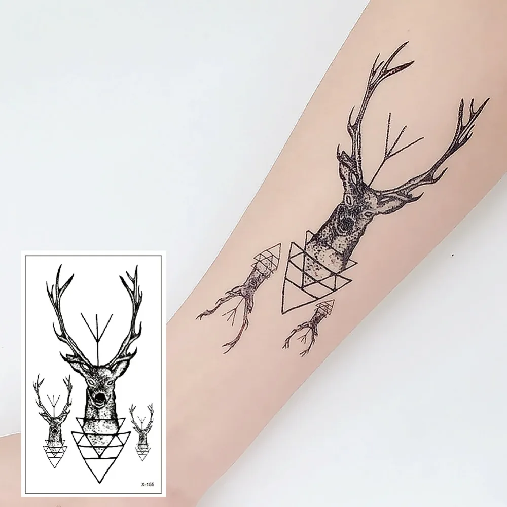 

Antler pattern tattoo sticker geometric line fake tattoo male tattoo sticker antler X-155