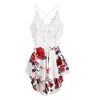Barato Mono con estampado de flores de 30H para mujer, mono con Panel de encaje de ganchillo, Mono corto con lazo para mujer EN1Ox8lEM