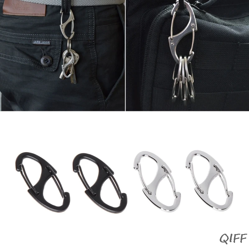 

2pcs 8 Shape Carabiner Mini EDC Keychain Portable Outdoor Hook Hang Buckle Clasp
