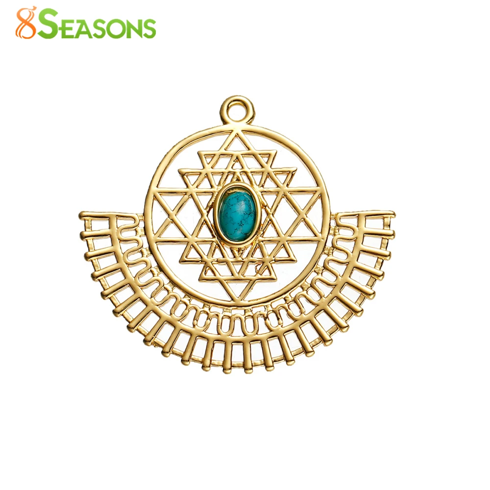 Медные Подвески для медитации Sri Yantra 8 сезонов веерообразные кабошоны золотого