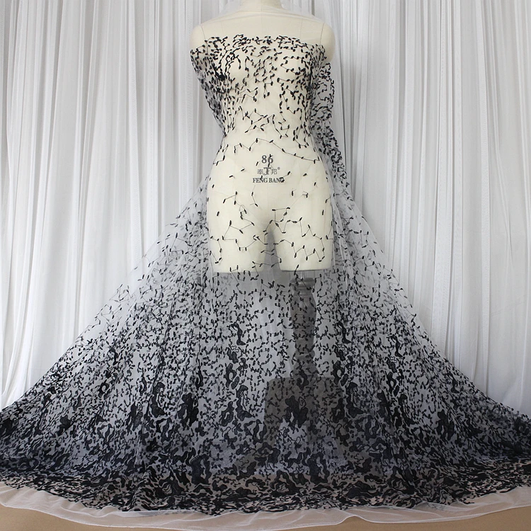 

130cm Wide Exquisite Geometric Pattern Multicolor Embroidered Lace Fabric Wedding Dress Diy Material Clothes Dresses Accessories