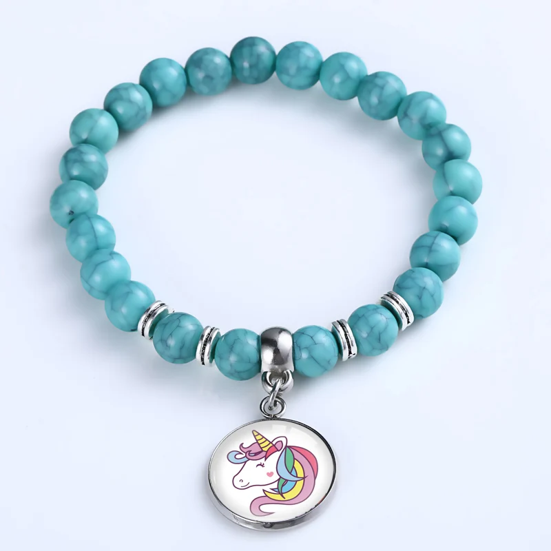 

Unicorn Horse Beads Bracelets Paw Horseshoe Bee Owls Cross Hummingbird Charms Wristband Trendy Jewelry Men Women Unisex Gift