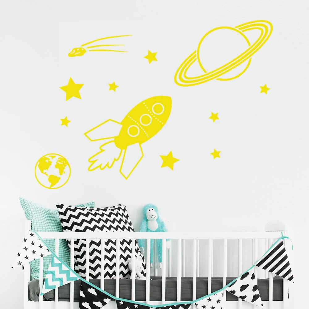 Space Star Comet Removable Wall Stickers for Nursery Kids