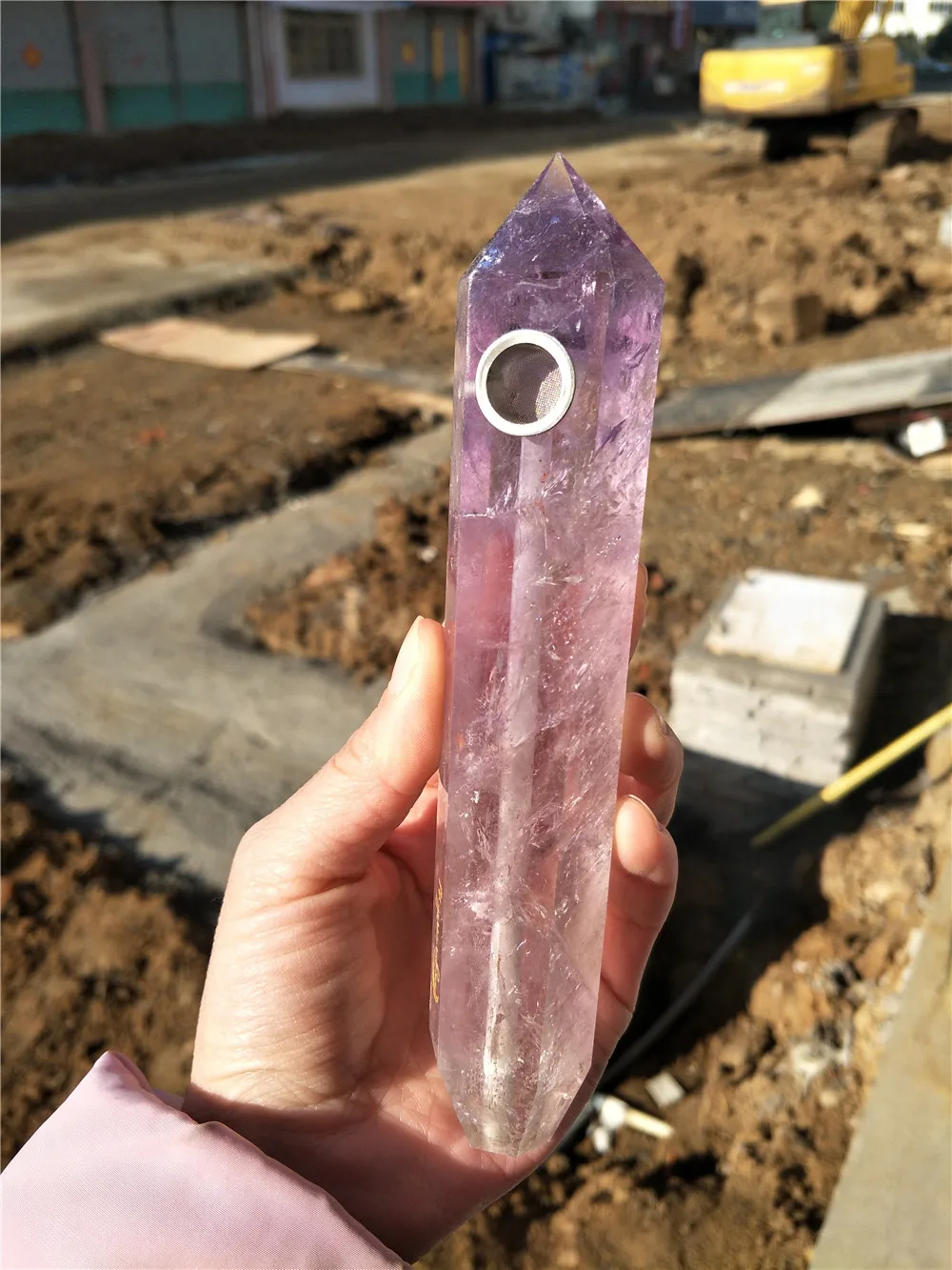 large amethyst crystal smoking pipe 15 17cm purple amethyst