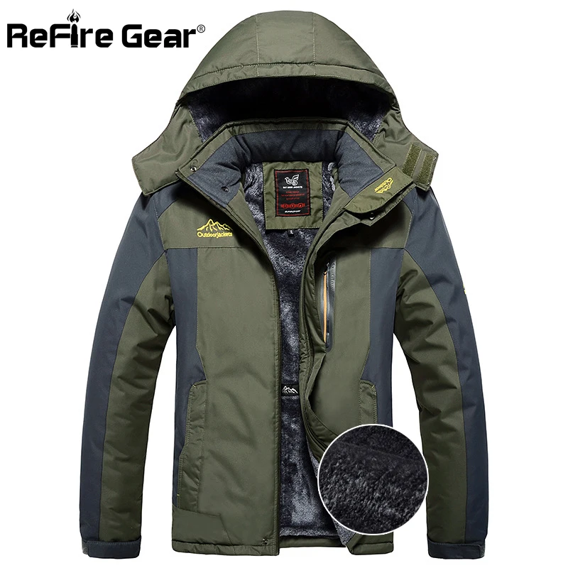

ReFire Gear Warm Winter Jacket Men Windproof Waterpooof Parka Coat Thick Fleece Hooded Windbreaker Cold-proof Military Jackets