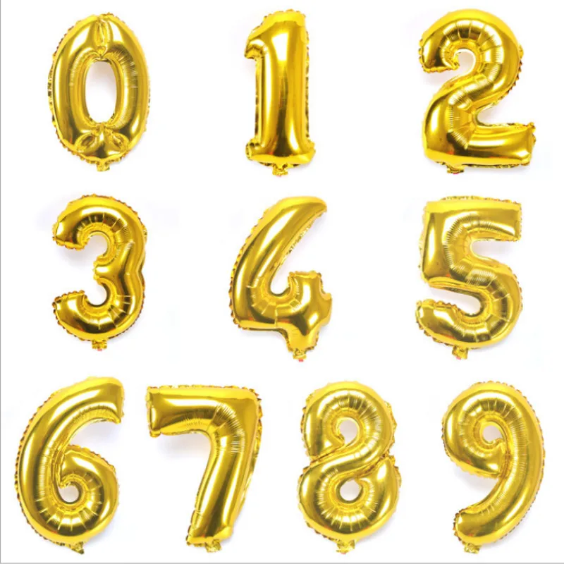 16 32 inch Number balloons Baby Shower Helium Foil ballon Gold Silver Pink Red Blue Digit Globos Birthday Party Wedding balloon