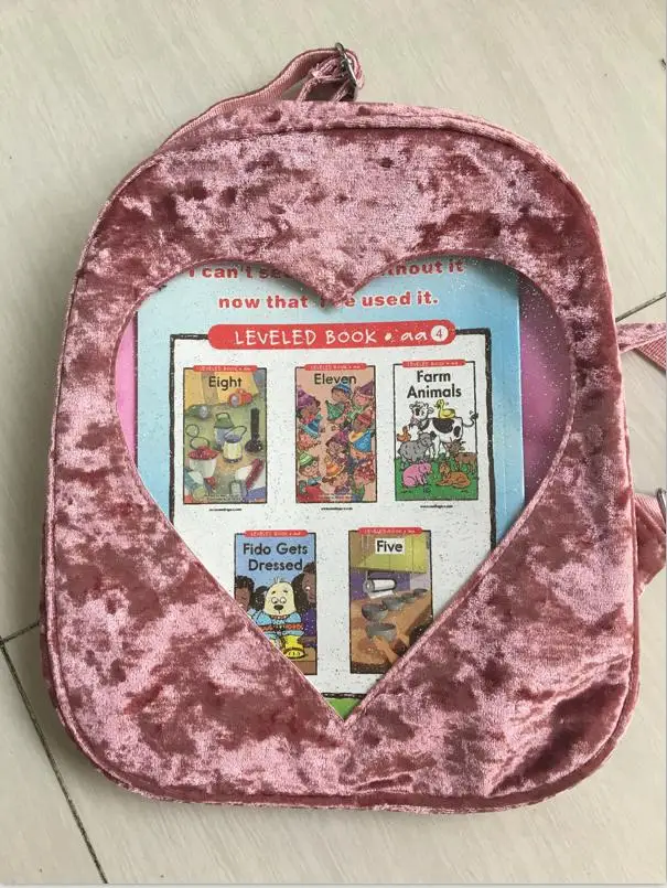 

3 Color PU Leather Ita Bag DIY Transparent Love Heart Shape Backpack Kawaii Harajuku Schoolbags For Teenage Girls 2018