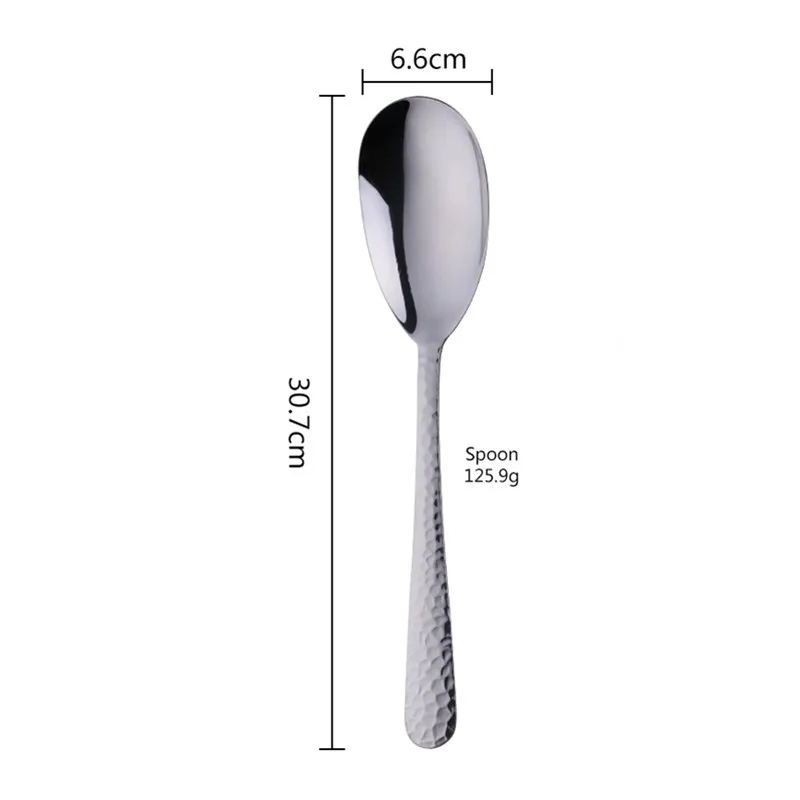 Салатная ложка или вилка ложка для смешивания 430 из нержавеющей стали, ресторанные ложки, столовая посуда с помощью инструментов «буфет» - Цвет: silver spoon 1 pc