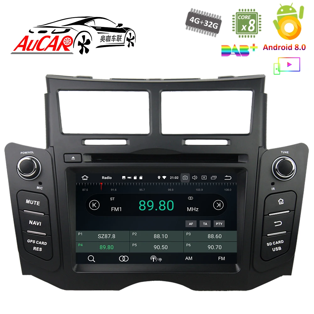 Flash Deal Android 8.0 6.2" Touch Screen for Toyota Yaris car dvd 2005 - 2011 Car GPS Multimedia Bluetooth GPS Radio WIFI 4G Stereo AUX 2