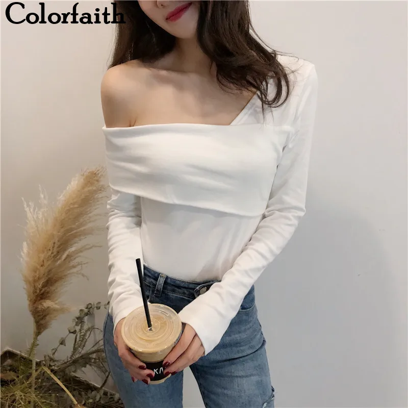 Colorfaith Женская блузка, топ со спущенными плечами, повседневная кофта. Осень-зима BL3600