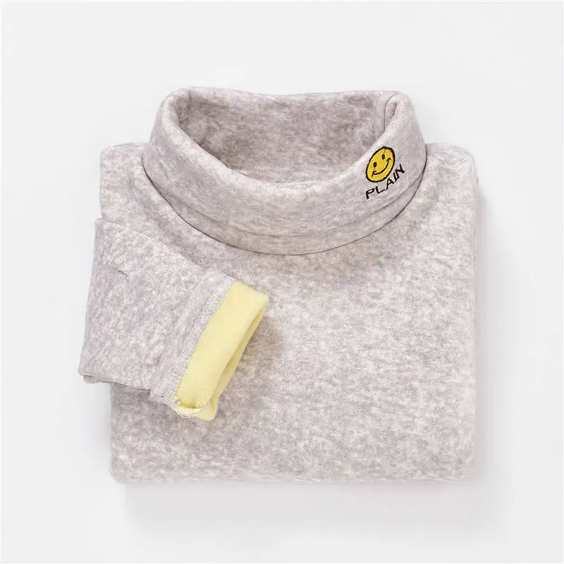 Детская осенне-зимняя Вельветовая рубашка с высоким воротником для мальчиков и девочек, теплая футболка с длинными рукавами для маленьких девочек