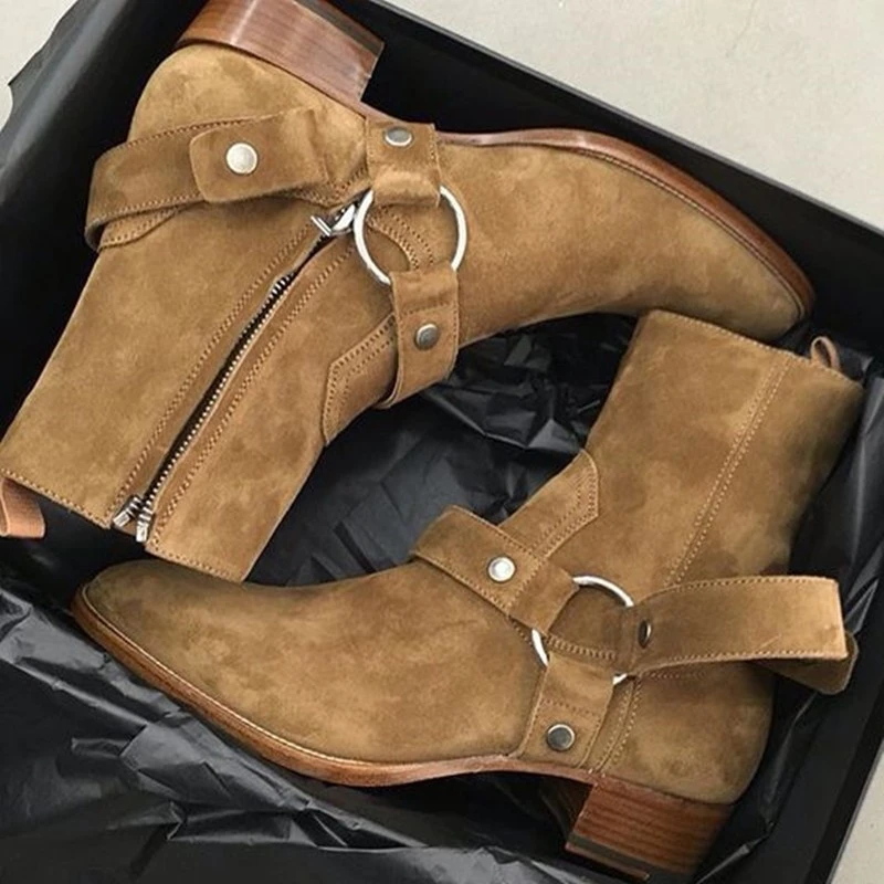 side zip suede boots