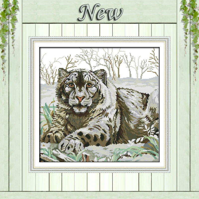 

Tiger in the Snow Winter animal Painting Counted Print on Canvas DMC 14CT 11CT Cross Stitch DIY Needlework Kits Embroidery Sets